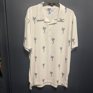 Chubbies White Polo with Colorful Palm Print